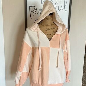 Universal Thread Pink and White Color Block Hoodie